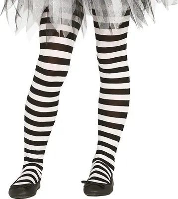 Produktbild von Schwarz-weiß gestreifte Halloween-Strumpfhose für Kinder
