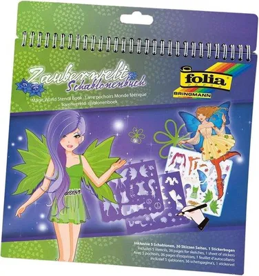 Productafbeelding van Sjablonenboek Toverwereld - 36 Schildersjablonen en Stickervel voor Creatieve Meisjes