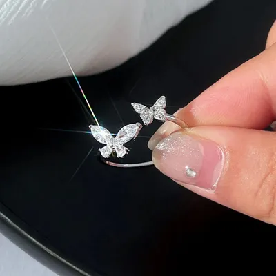 Produktbild von 925 Sterling Silber Schmetterling Ring offen aus Edelsteinen verstellbar