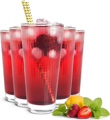 Produktbild von 6 Longdrinkgläser 400ml mit Relief Wassergläser Saftgläser Cocktailgläser Trinkgläser