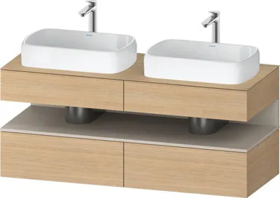 Produktbild von Duravit Qatego Konsolenwaschtischunterbau, 2 Auszüge, 2 Schubkästen, 2 Ausschnitte, 1400x550x600mm, Nische Taupe Supermatt, QA4767083300010