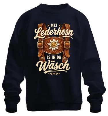 Zdjęcie produktu dla Bluza z kapturem "Oktoberfest" z motywem bawarskich spódnic ("Lederhosen"), kolor granatowy, rozmiar S