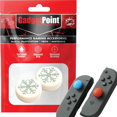 Produktbild von Thumbgrips - Thumb Grips voor Nintendo Switch Joy-Con Controllers - Gaming Thumbgrips - Performance Anti-Slip Thumbsticks - Bescherming Accessoires - Sneeuwvlokje - Wit -