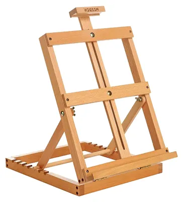 Produktbild von Robuste Tischstaffelei aus massivem Buchenholz, höhenverstellbar, für Künstler, Anfänger und Jugendliche, geeignet für Leinwände bis zu 58,4 cm Höhe