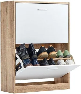 Image de Étagère en MDF blanc 60 x 24 x 80 cm avec 2 portes