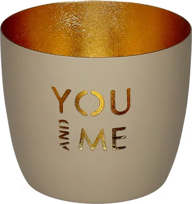 Produktbild von Giftcompany Geschenke Vertriebsgesellschaft mbH Madras Windlicht M You and me sandstone/gold 8,5cm