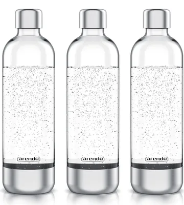Zdjęcie produktu dla 3x Butelka do bąbelków Arendo 1l, 1000 ml, stal nierdzewna/PET, butelka zastępcza, skalowanie, maks. objętość bąbelków 900 ml, akcesoria do bąbelków, do bąbelków Arendo