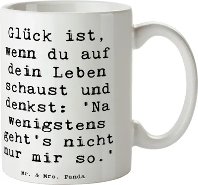 Produktbild von Mr. & Mrs. Panda Kaffeebecher Spruch Glück Gemeinsam - Weiß - Geschenk, Becher, Besondere Momente, Gefühl, Zitat, Teetasse, Motivation, Erinnerung, Herausforderungen