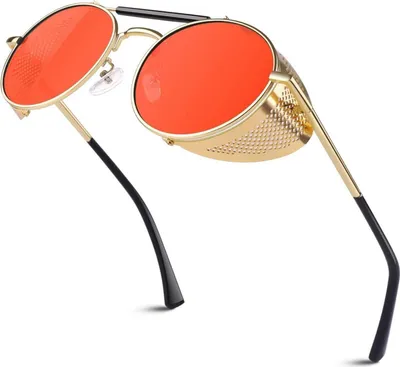Produktbild von Sunier Sonnenbrille Herren Damen Rund Polarisiert Retro Steampunk UV400 Metall