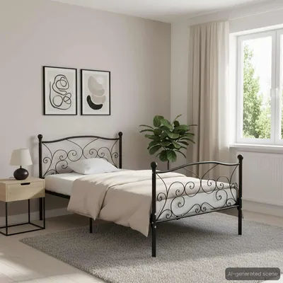Productafbeelding van Maison Exclusive - Bedframe met lattenbodem, zwart metaal, 90x200 cm