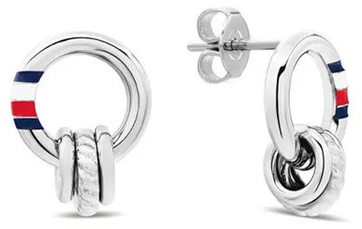 Zdjęcie produktu dla Tommy Hilfiger Stainless Steel Rope Texture Stud Earrings, Damski, Stal nierdzewna, Srebrny