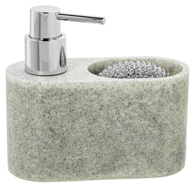 Produktbild von DRW Schwammspender aus Polyresin, Grau, 15 x 6,5 x 13 cm