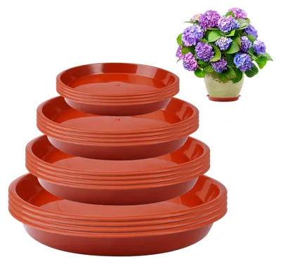 Produktbild von 16 Stück runde Blumentopfuntersetzer, 12/16/18/20 cm, Kunststoff, für Innen- und Außenpflanzen
