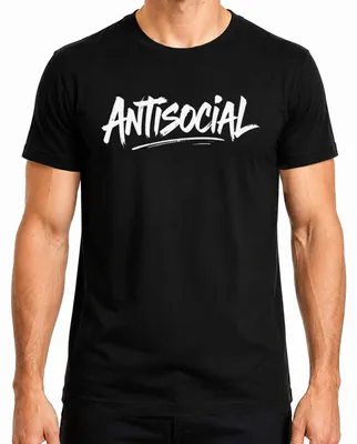Productafbeelding van ANTISOCIAL, Introvert, Gothic, Punk, Urban, Grunge. Heren T-shirt, zwart, maat S