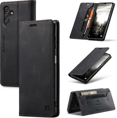 Image de Galaxy A14 5G Cover, RetroPolyuréthaneLeather Case Stand Protection Case for Samsung Galaxy A14 5G Black