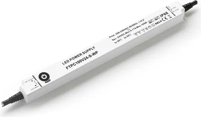 Image de FTPC100V24-S-WP : FTPC100V24-S-WP : Alimentation LED 24 V 4,1 A IP66 Slim - hyper courant, plastique, pour meubles