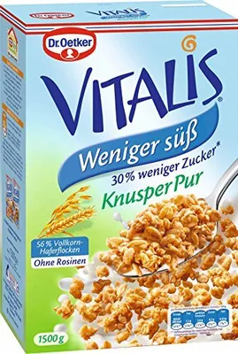 Produktbild von Dr Oetker Vitalis Müsli Knusper pur weniger süß weniger Zucker 1500g