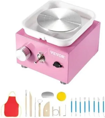 Productafbeelding van Famanu draaischijf - Mini draaischijf met instelbare snelheid - Roze - 13,5 x 17,5 x 11,3 cm