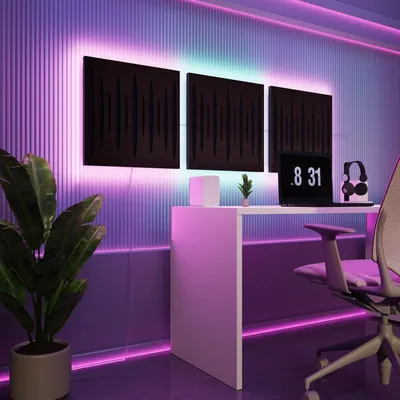 Obrázek produktu pro Sada 3 ks akustických LED panelů s RGB podsvícením pro Echo Control | Zvukově izolační panely s podsvícením | 3x PULSAR – samostatně | Wenge