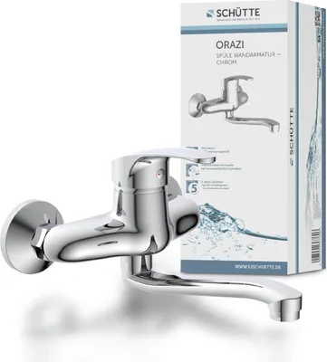 Produktbild von SCHÜTTE Küchenarmatur ORAZI, schwenkbarer Wasserhahn Küche für Wandmontage, Mischbatterie Küche, Chrom