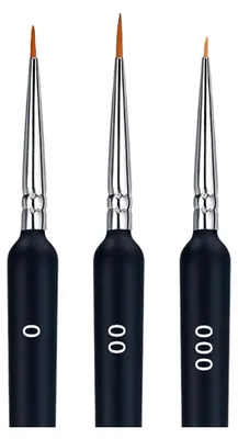 Produktbild von 3er Set Pinsel für feine Details, Künstlerpinsel für Malen nach Zahlen (Größen 0, 00 und 000) für Acryl, Aquarell, Miniaturen, Modellbau, Nagel- und Gesichtsbemalung