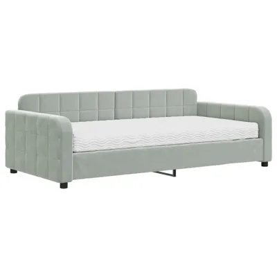 Immagine prodotto di Divano Letto con Materasso Grigio Chiaro 100x200 cm in Velluto