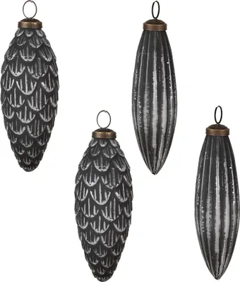 Immagine prodotto di Set di 4 gingilli natalizi Clayre & Eef Ø 7/6 cm in vetro grigio