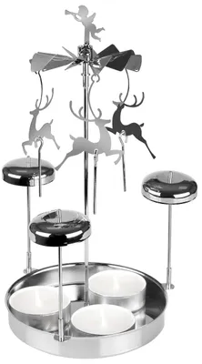Produktbild von Teelicht-Karussell – Mit Rentier-Motiv und 3 Teelichthaltern – Dekorativ für Weihnachten