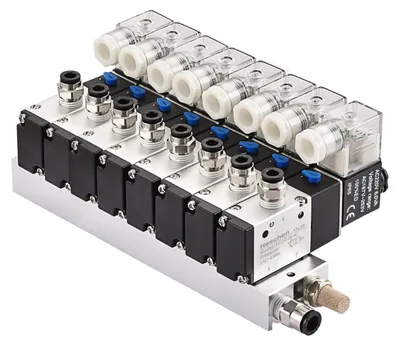 Produktbild von Pmatisches Magnetventil - 3/2 Wege - Aluminium - 8 Anschlüsse - Für Industrie
