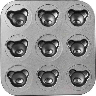 Image de CANDeal 9 Cavity Non-Stick moule à gâteau, moule à cookie Love Bear, moule créatif pour muffin, brownie, pain de maïs, cheesecake, panna cotta, pudding, jello shot et autres