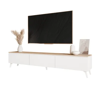 Produktbild von IDOHOME-TV-Lowboard SELIA auf Füßen Weiß  Artisan Eiche LED LED-Beleuchtung Moderne elegante stehende TV-Kommode