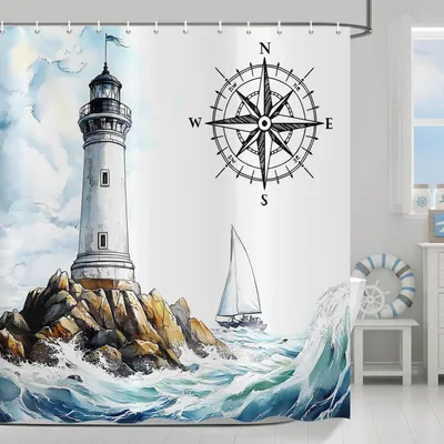 Image de Rideau de douche marin, 180 x 200 cm, imperméable