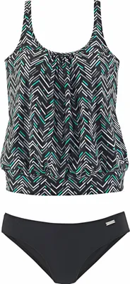 Produktbild von LASCANA Oversize-Tankini schwarz-bedruckt Größe 38