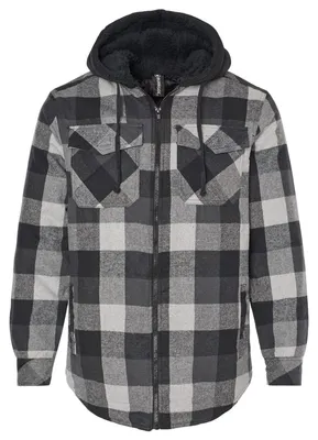 Image de Burnside - Sweat à capuche pour homme, doublure sherpa, flanelle LT5877 (3XL) (noir/gris)