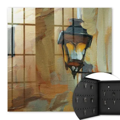 Produktbild von Metall Schlüsselkasten 30 x 30 cm - schwarzer Schlüsselschrank zur Wandmontage - wandhängende Schlüsselbox mit Tür - nach links öffnend - Schlüsselaufbewahrung für Flur - Büro - Arbeitszimmer - Werkstatt - Garage - Retro-Lampe