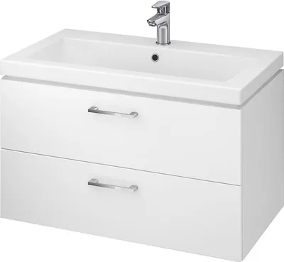 Produktbild von BADLAND Badmöbel Set Badezimmerschrank mit Keramikwaschbecken, 2-Schubladen LARA COMO 80 Weiß