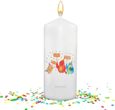 Produktbild von Mr. & Mrs. Panda Geburtstagskerze 30. Geburtstag Happy Bird Day - Weiß - Geschenk, Tortenkerze, für, Birthday, Geburtstagslicht, geschenkkerze, Herzlichen Glückwunsch