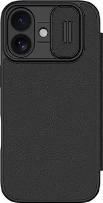 Produktbild von Handyhülle mit Klappe und Kameraschutz für iPhone 17, Nillkin Qin Pro, Schwarz