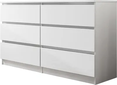 Produktbild von MIRJAN24 Kommode Malwa M6 140, Stilvoll Sideboard mit 6 Schubladen, Schlafzimmer Highboard, Modern Kollektion (Weiß)