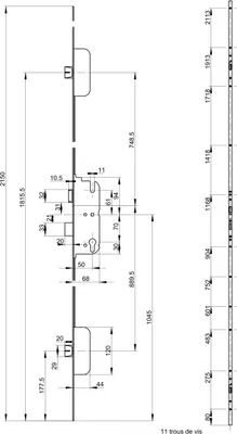 Image de Serrure encastrable Secury à cylindre pour porte d'entrée, axe 50mm, 3pts, H. 2150mm, 6-29175-01-0-1 - FERCO by THIRARD