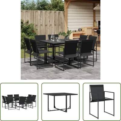 Produktbild von The Living Store 9-tlg. Garten-Essgruppe Schwarz Textilene