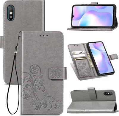 Produktbild von König Design Hülle kompatibel mit Xiaomi Redmi 9A Kunstleder Handyhülle - Handy Case Grau