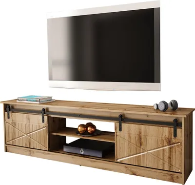 Produktbild von MIRJAN24 TV-Lowboard Granero 200, TV Schrank mit Schiebetürsystem, Fernsehschrank (Farbe: Wotan)