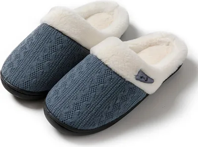 Produktbild von MODFU Hausschuhe, Flauschige Hausschuhe für Damen & Herren, Rutschfeste Baumwoll-Pantoffeln, Dicke Sohle, Warme Winter Indoor Slipper, Bequeme Kuschelschuhe für Zuhause, Grau 44-45
