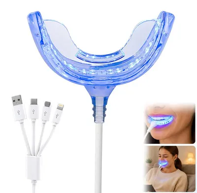 Produktbild von LED Zahnbleaching Set USB Zahnschiene Whitening Gel Zahnaufhellung System für Zuhause Büro Reisen