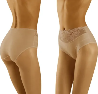 Produktbild von Wolbar Damen Slip Unterhose Unterwäsche Baumwolle Spitze WB415, beige, M