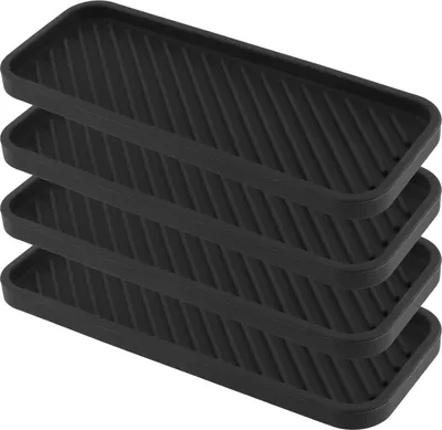Produktbild von Silikonische Sockel für Küche und Badezimmer, 2 Stück, Abtropfmatte, Waschmaschinengeschützt, schwarz