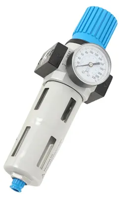 Productafbeelding van Drukregelaar voor perslucht, hoogte 265 mm, breedte 85 mm, werkdruk 0-10 bar, maximale druk 16 bar, filtratie 0,005 mm