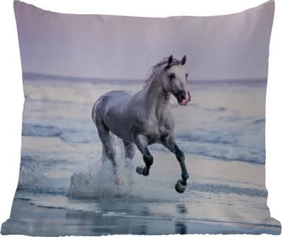 Produktbild von MuchoWow® Outdoor Kissen - Pferd - Meer - Pastell - 40x40 cm - Wetterfest - Lounge Kissen - Kopfkissen - Interieur - Polster mit Bild