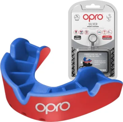 Produktbild von Opro Silver Mundschutz Rot/Blau